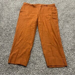 J. Jill Pants Women’s 2X Linen Cropped Wide Leg Stretch Linen Rust Lagenlook